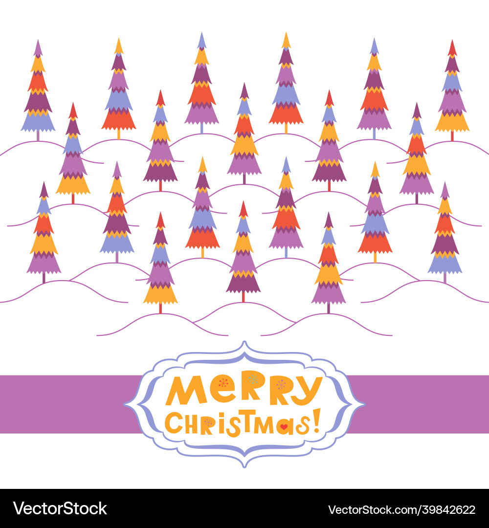 Background with multicolored fir trees vector image