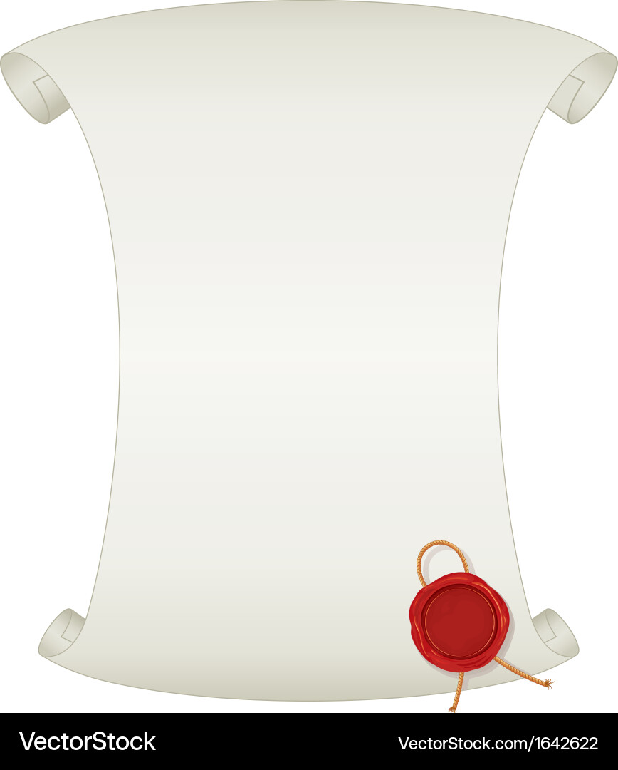 Blank paper scroll with wax seal image vector image