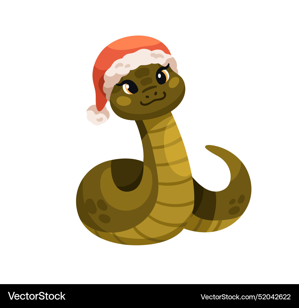 Cute snake in santa hat cap happy smiling animal Cute snake in santa hat cap happy smiling animal vector image
