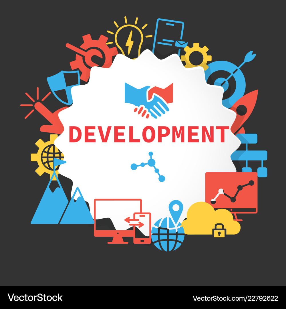 Development poster with icons set Development poster with icons set vector image