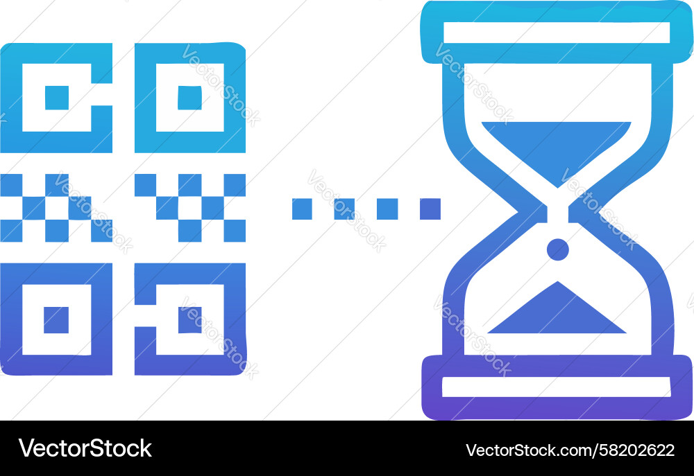 Digital Time Scan Icon - QR Code Vector Image
