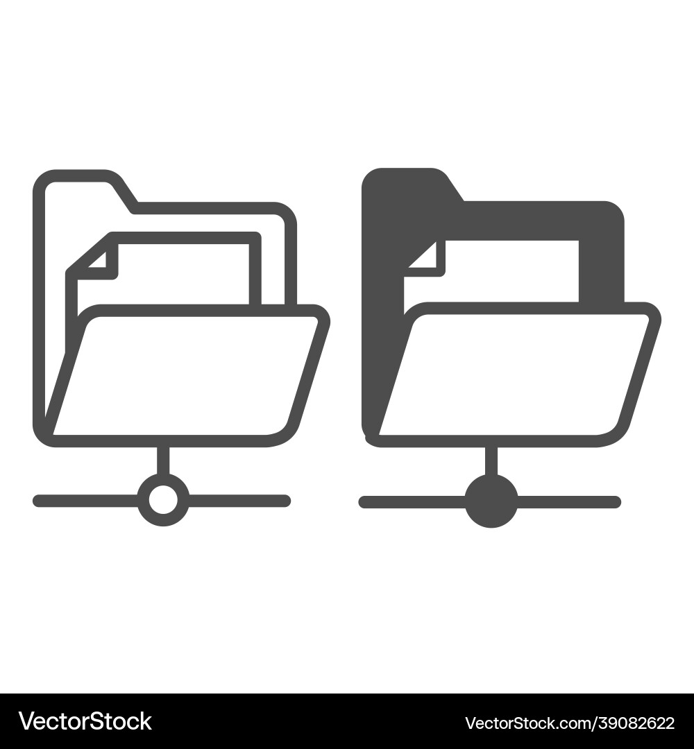 Document folder and network connection file line Document folder and network connection file line Vector Image