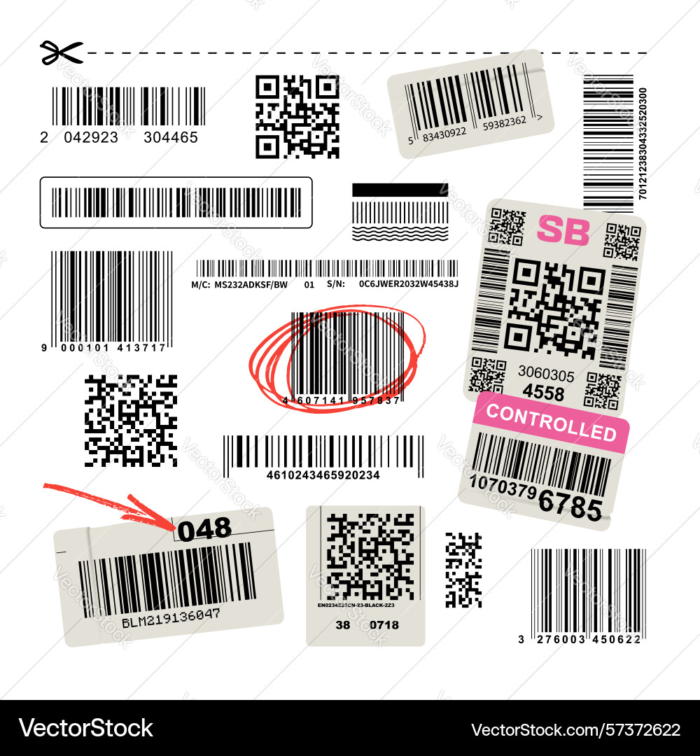 Fictional barcodes and qr codes set Fictional barcodes and qr codes set vector image