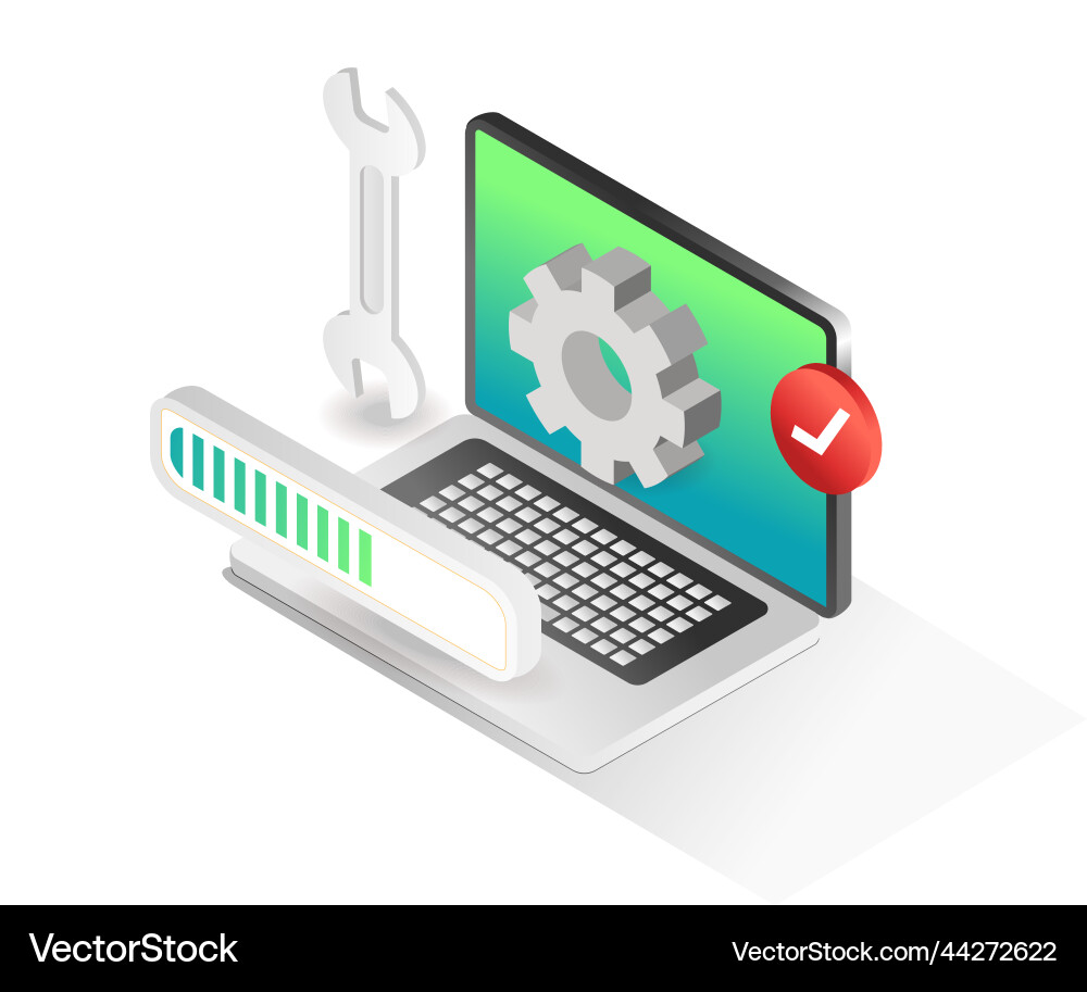 Flat isometric concept web application Flat isometric concept web application vector image