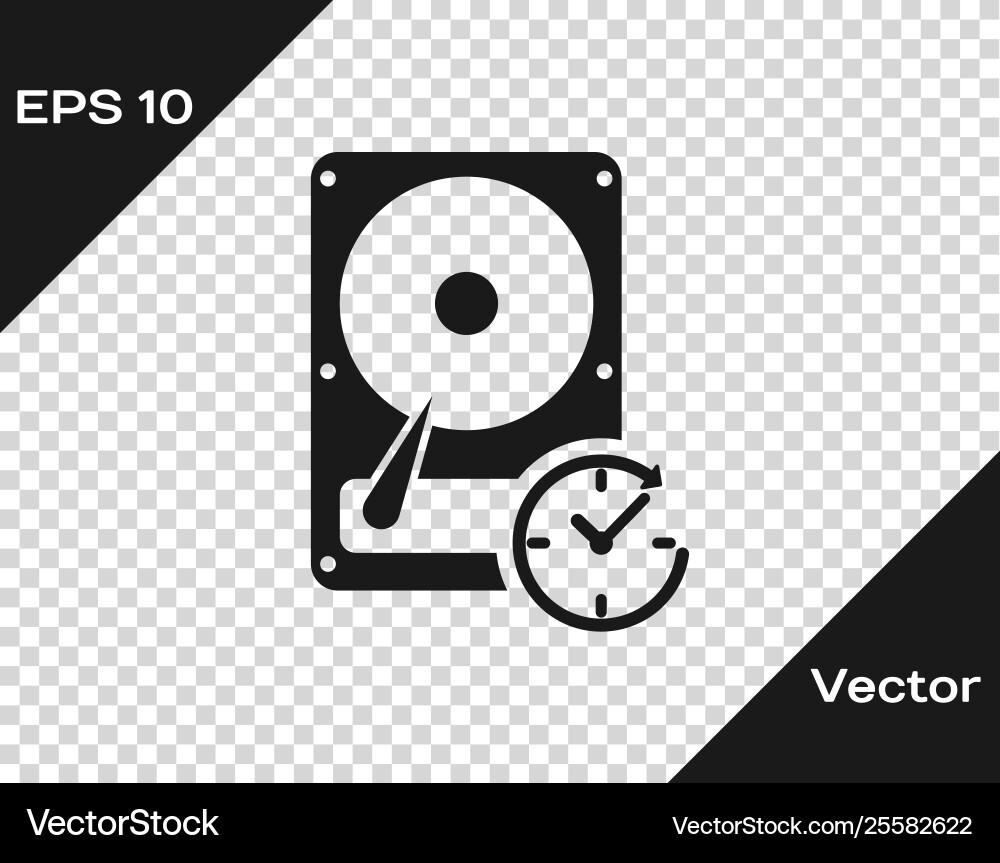 Grey hard disk drive with clockwise sign data vector image