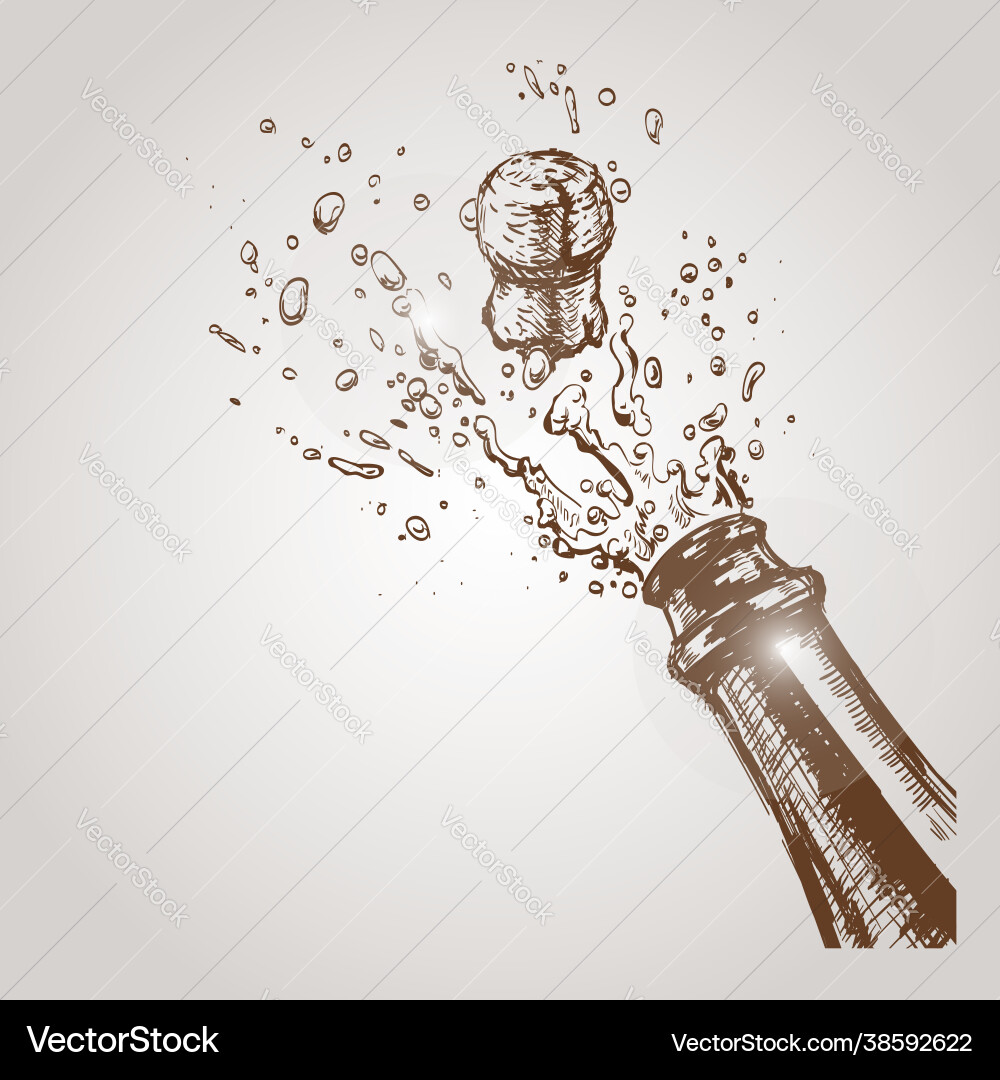Hand drawn champagne explosion Hand drawn champagne explosion vector image