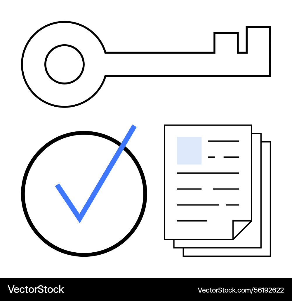 Key checklist and documents representing access Key checklist and documents representing access vector image