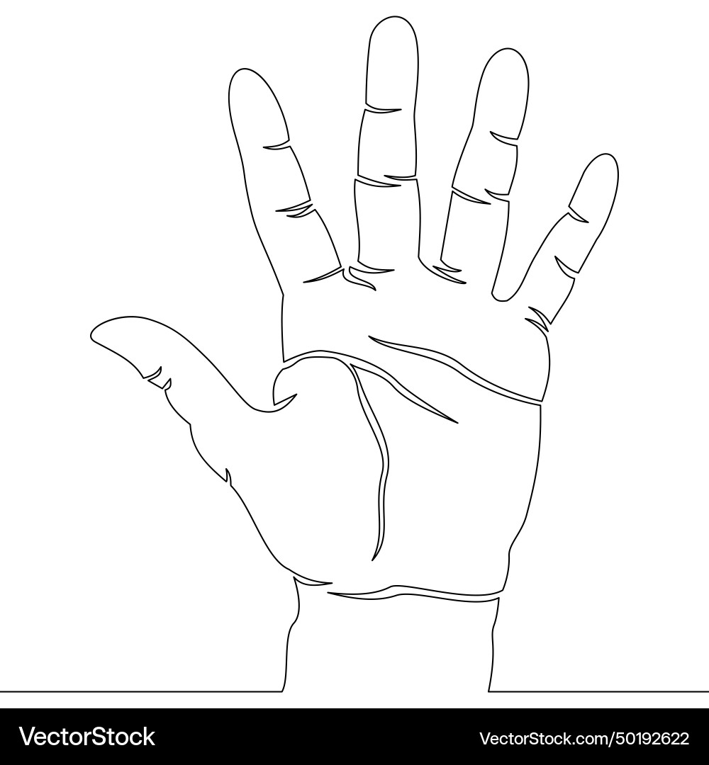 Kontinuierliche Linienhand offene Handfinger Gesten Kontinuierliche Linienhand offene Handfinger Gesten vektorbild
