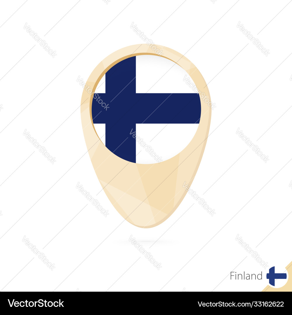Map pointer with flag finland orange abstract Vector Image