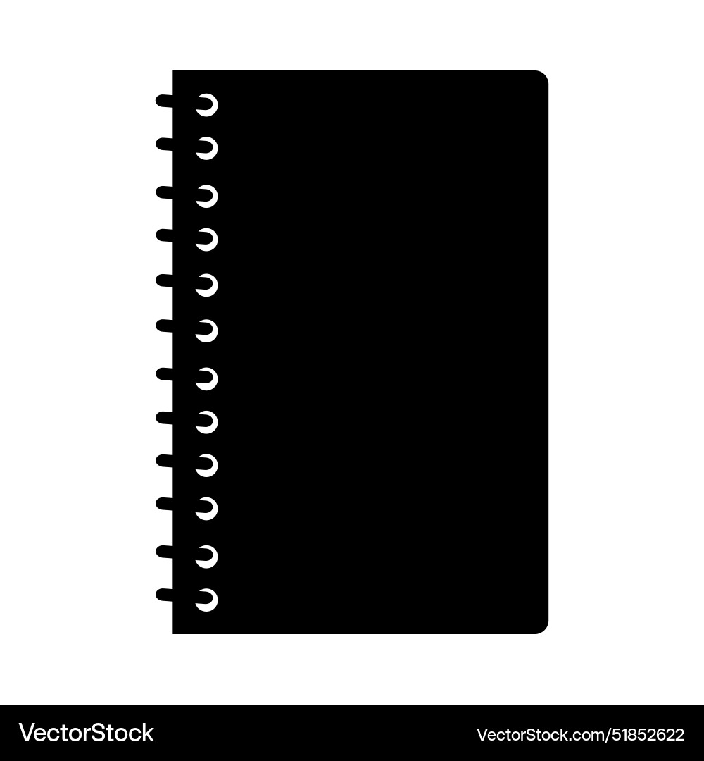 Notebook Icon - Black Silhouette vector image