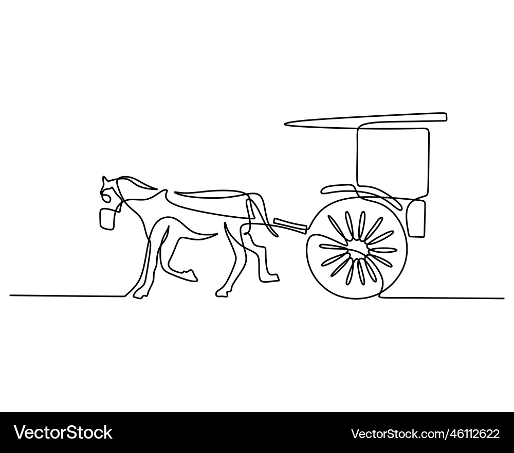 One single continuous line of wagon carriage One single continuous line of wagon carriage vector image