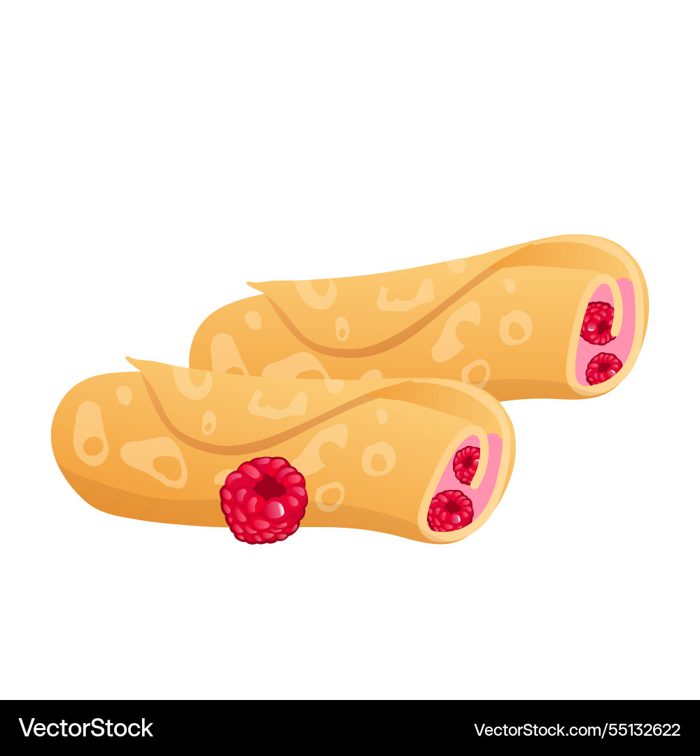 Pancakes with raspberry cheese in flat design Vector Image