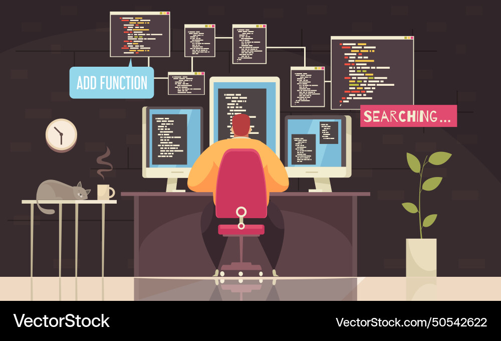 Programmer work background Programmer work background vector image