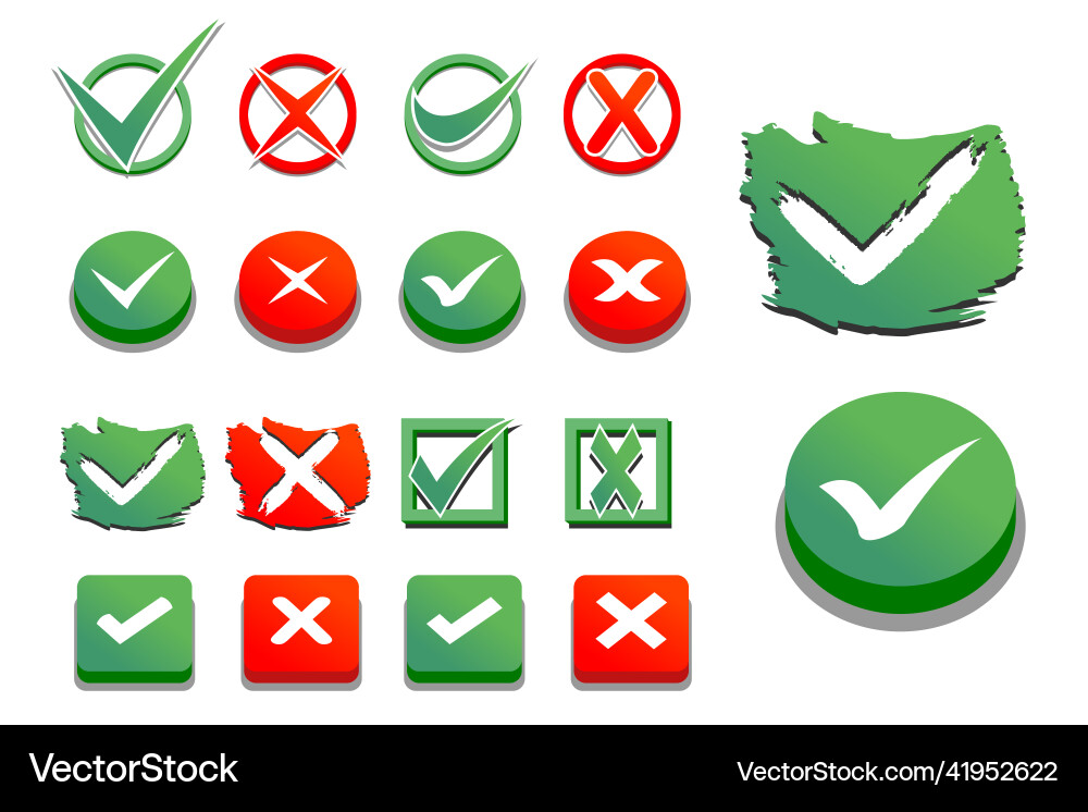 Realistic set of simple web buttons green and red Realistic set of simple web buttons green and red vector image