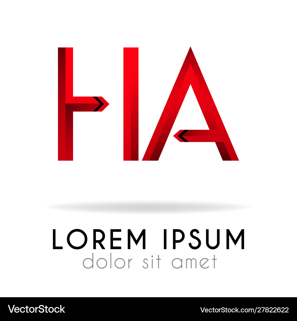 Ribbon logo in dark red gradation with ha letter Ribbon logo in dark red gradation with ha letter vector image