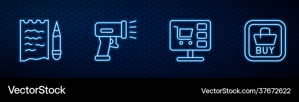 Set line shopping cart on computer list Set line shopping cart on computer list vector image