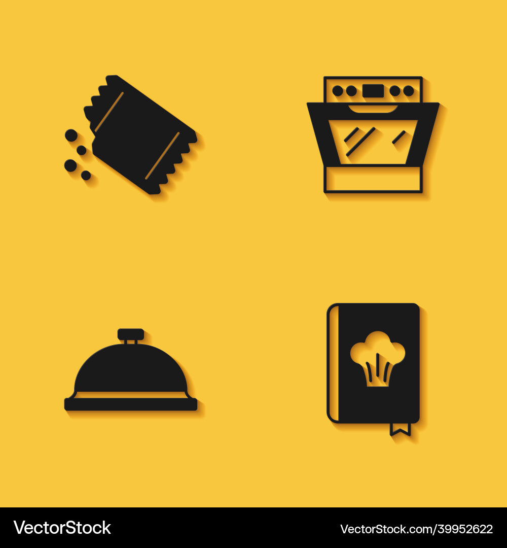 Set packet of pepper cookbook covered with tray Vector Image