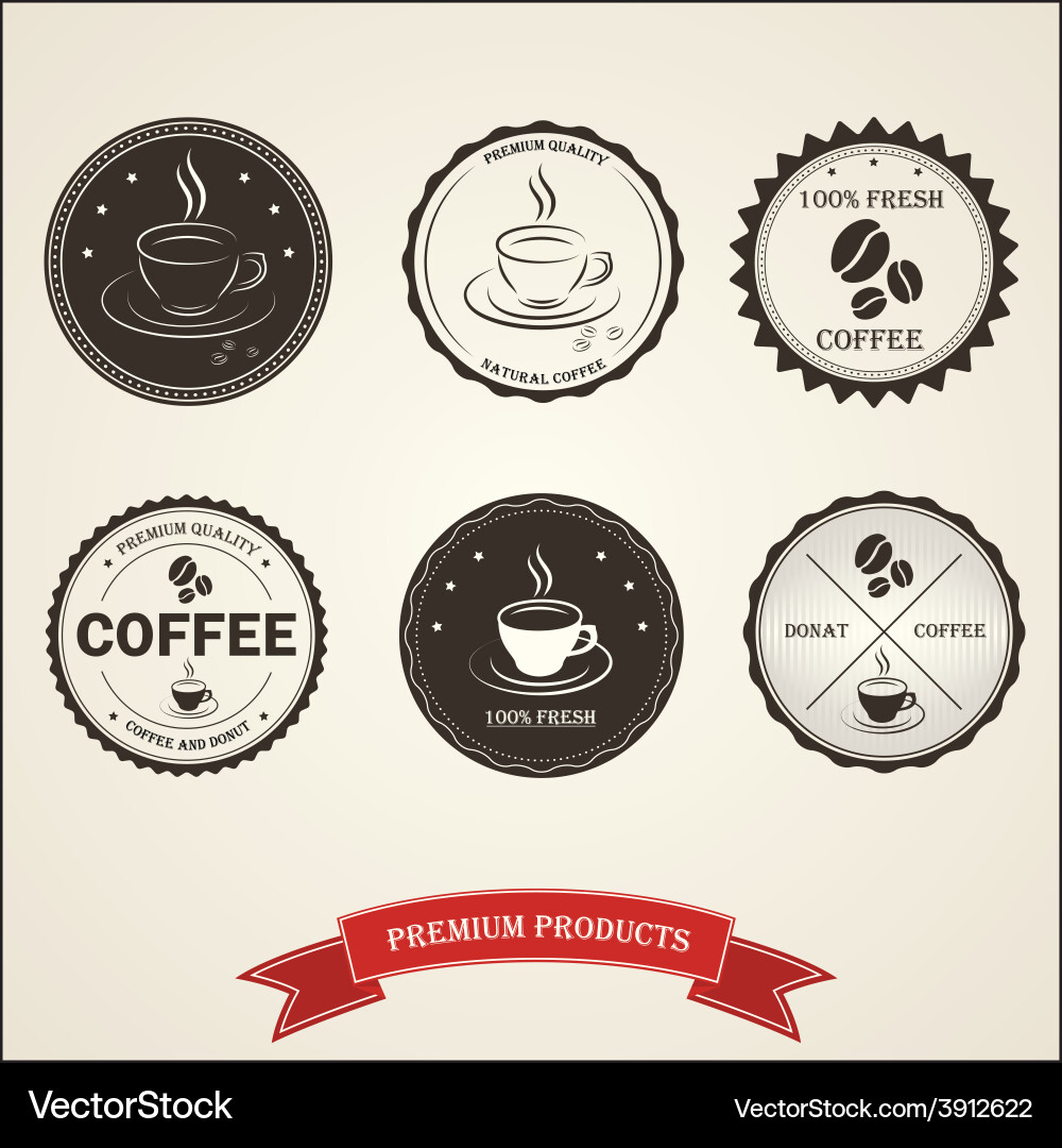 Vintage Retro Coffee Badges & Labels Vector Image