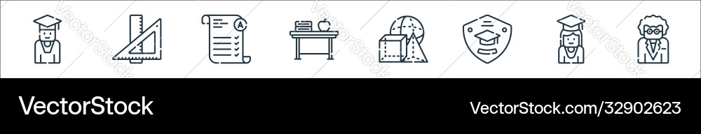 Academy line icons linear set quality vector image