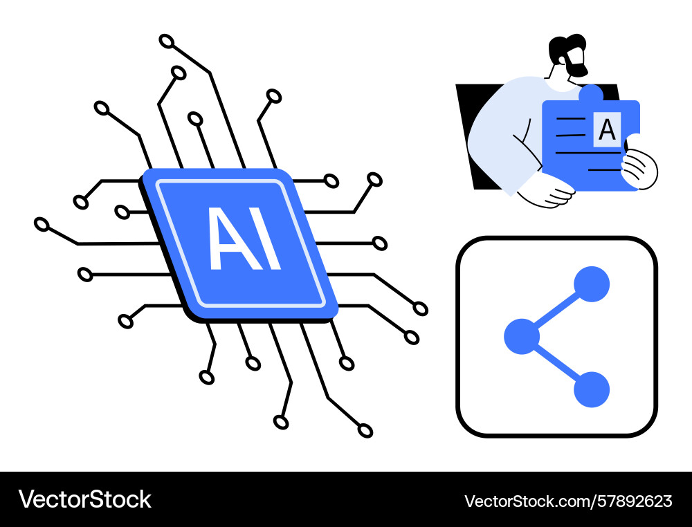 Artificial intelligence chip with data sharing Artificial intelligence chip with data sharing vector image