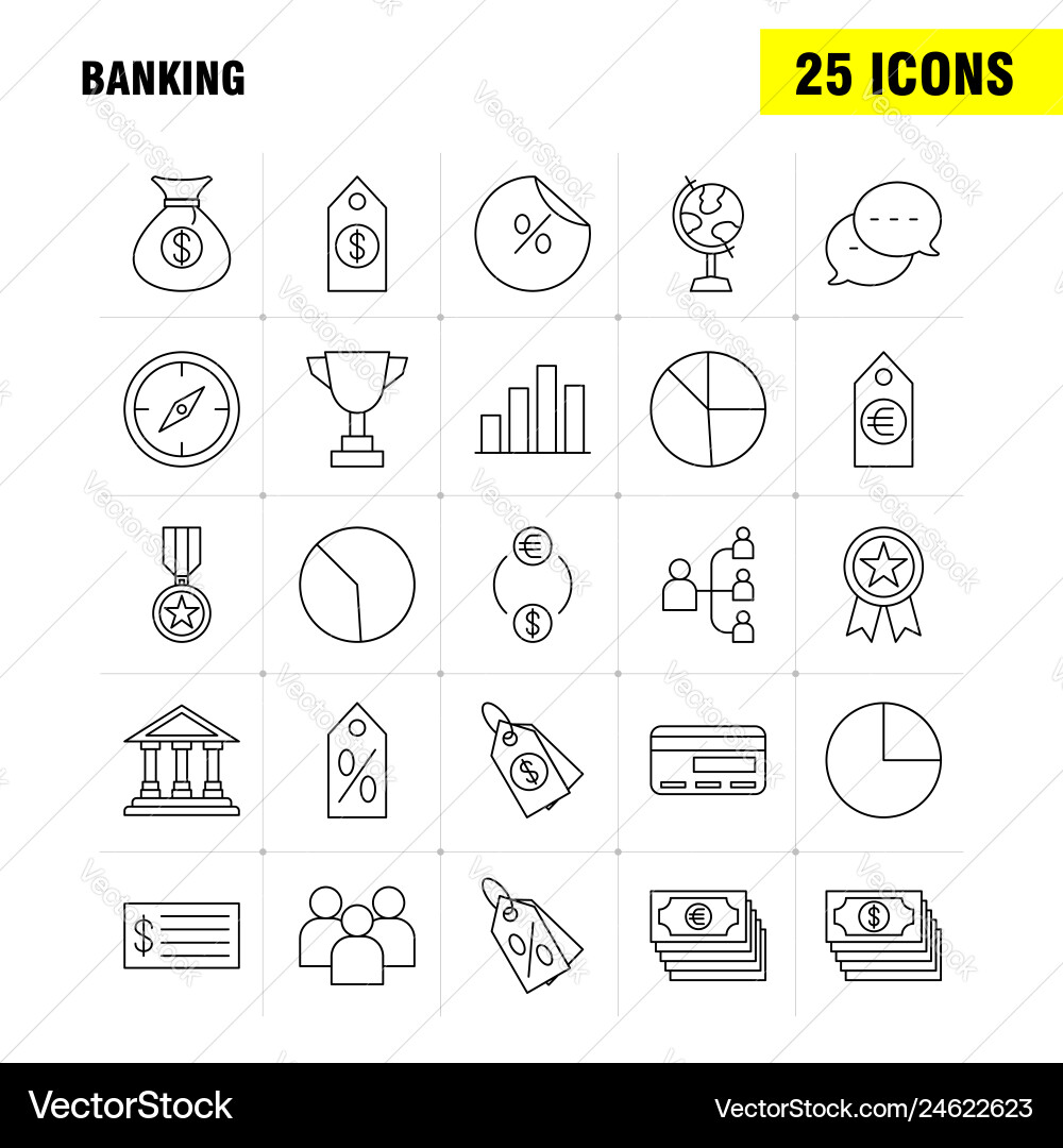 Banking line icon for web print and mobile uxui vector image