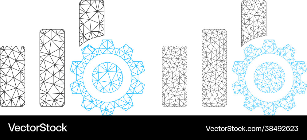 Bar chart settings icons - triangular mesh Vector Image