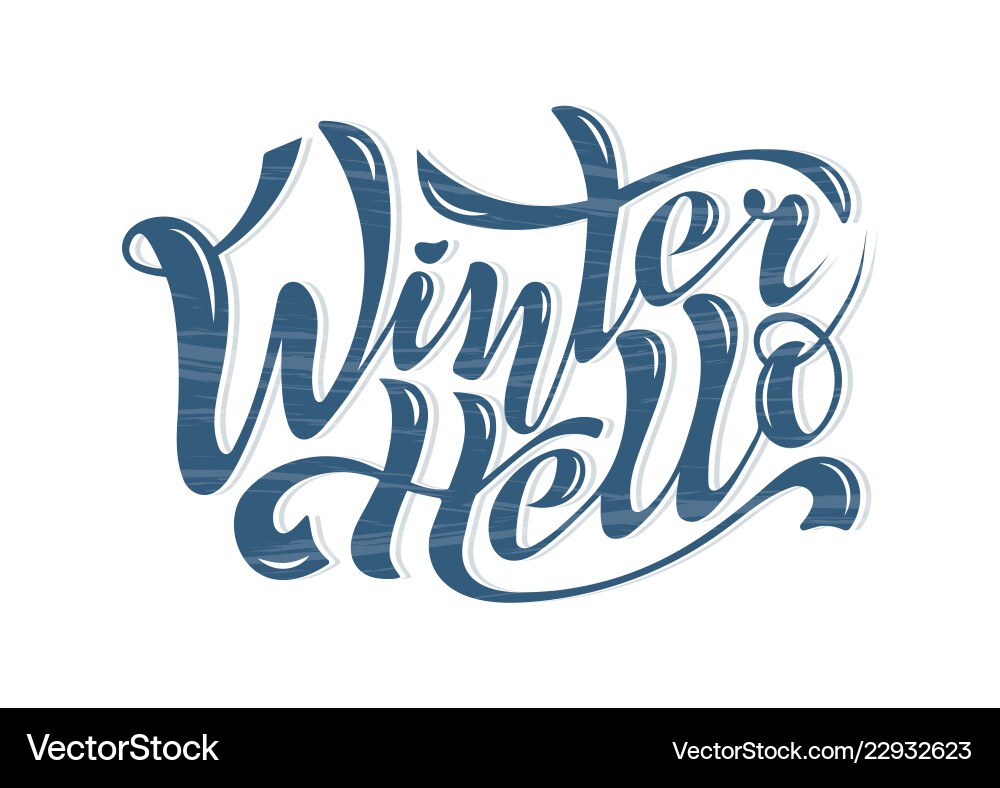 Beautiful handwritten inscription hello winter Beautiful handwritten inscription hello winter vector image