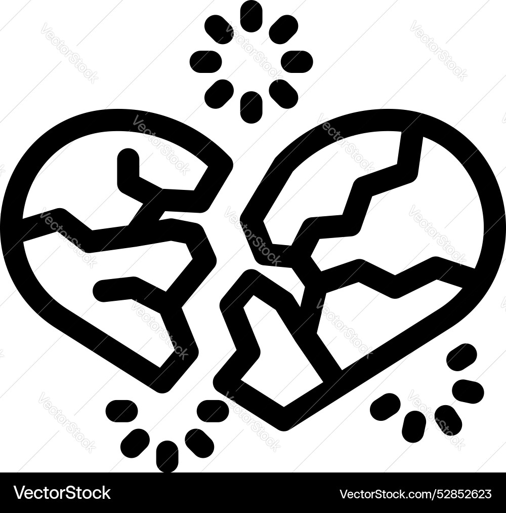 Broken heart splitting apart symbolizing Vector Image