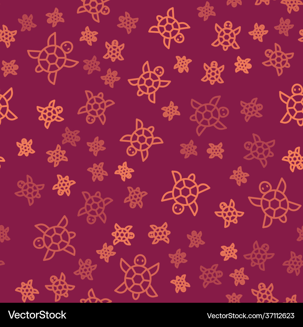 Brown line turtle icon isolated seamless pattern Brown line turtle icon isolated seamless pattern Vector Image