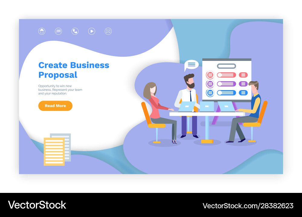 Create business proposal website with text info Vector Image