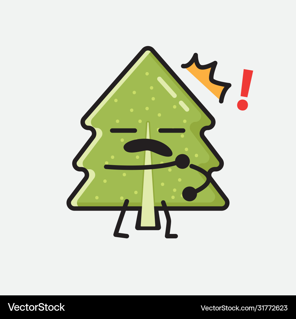 Cute pine tree mascot character in flat design Cute pine tree mascot character in flat design vector image