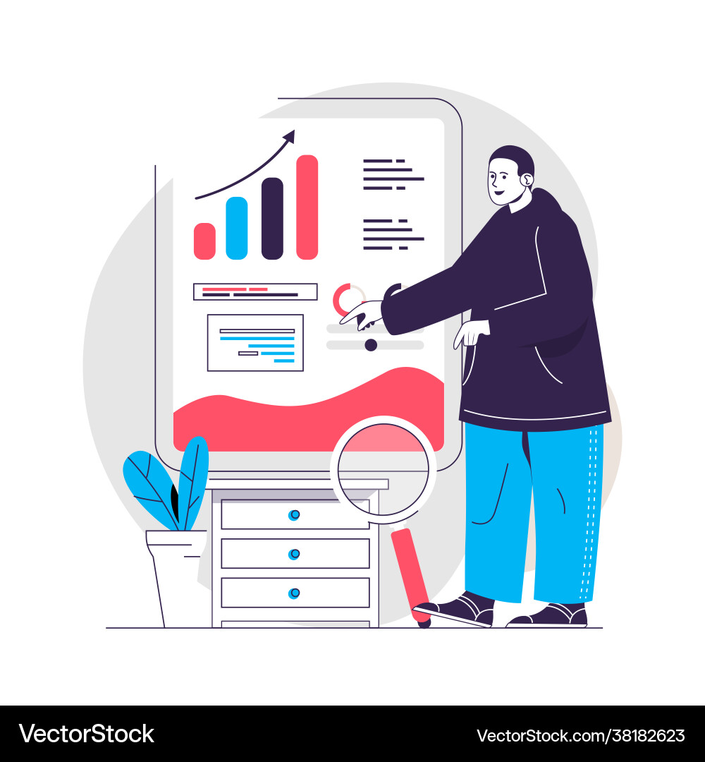Data analysis web concept man analyzes datum Data analysis web concept man analyzes datum vector image