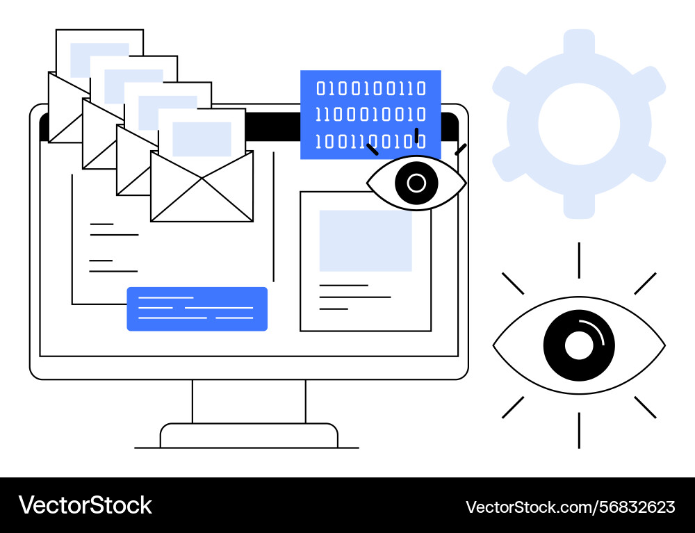 Digital privacy and security with data monitoring Digital privacy and security with data monitoring vector image
