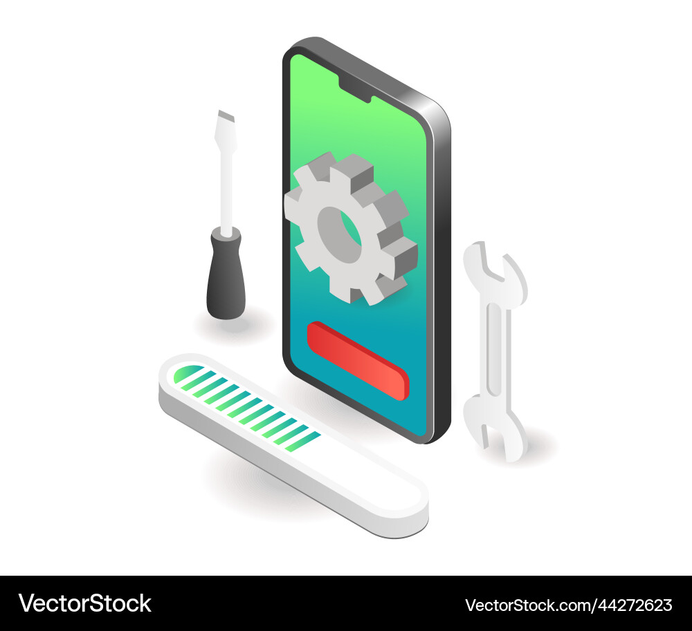 Flat isometric concept web application Flat isometric concept web application vector image