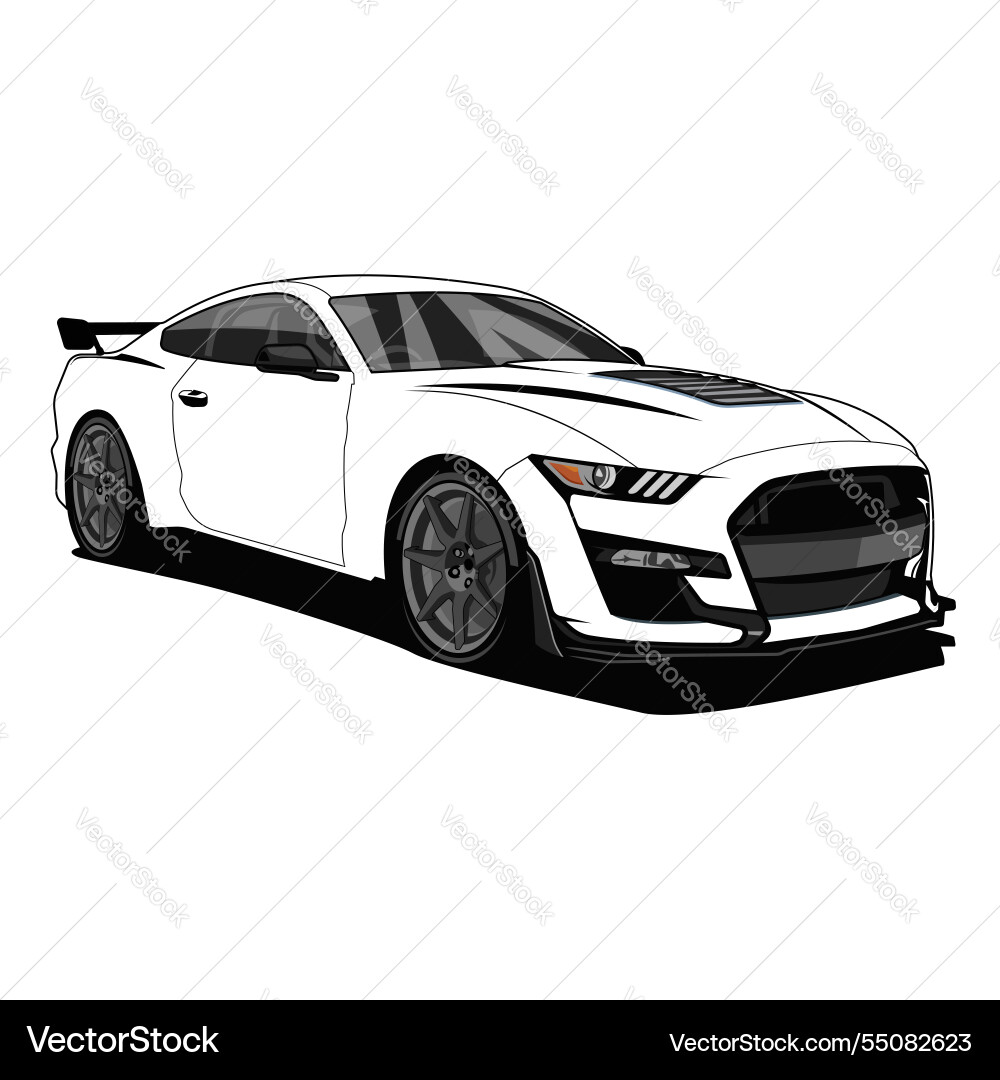 Ford Mustang Muskelwagen schwarz und weiß Ford Mustang Muskelwagen schwarz und weiß vektorbild