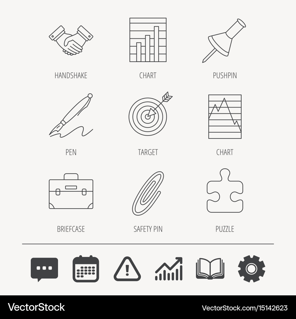 Handshake graph charts and target icons vector image