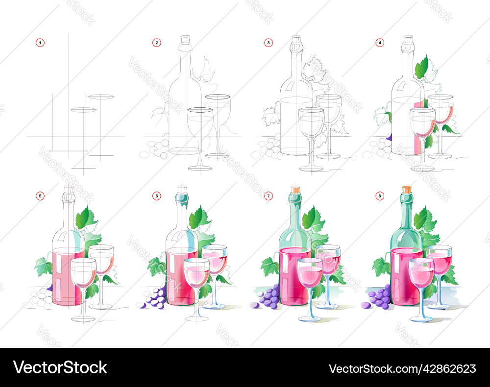 How to learn draw still life with bottle How to learn draw still life with bottle vector image