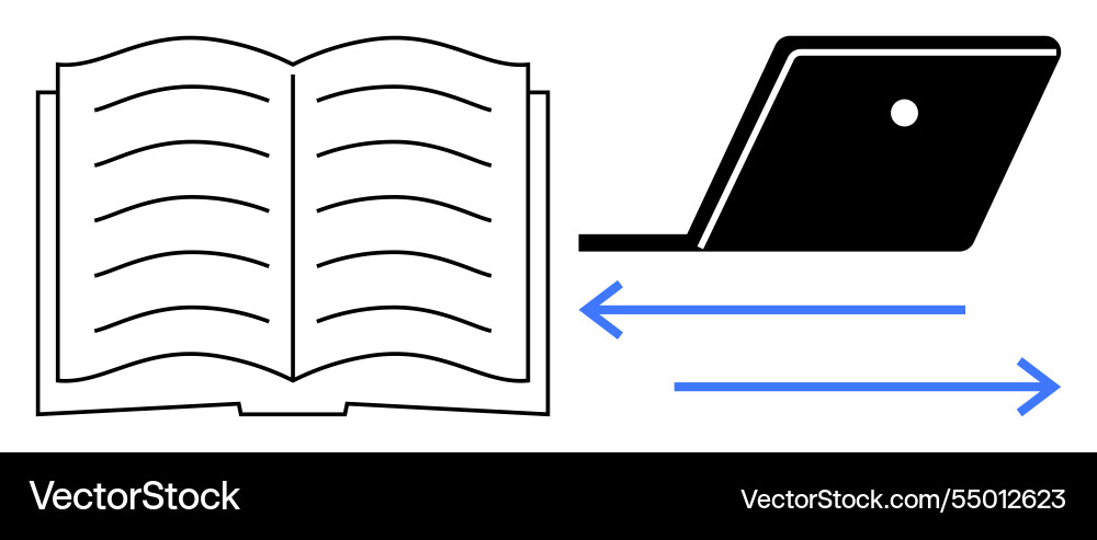 Learning and technology integration open book Vector Image