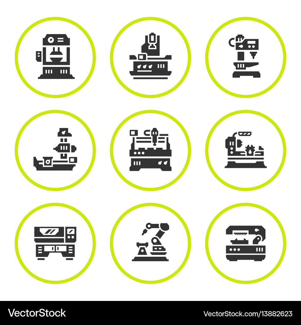 Machine Tool Icons Set vector image