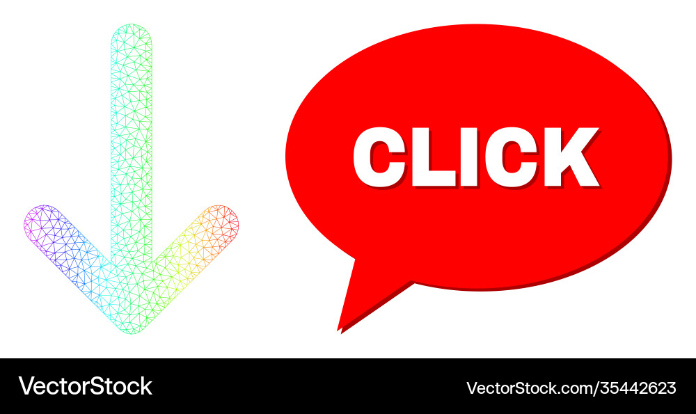 Rainbow network gradient arrow down icon and click Rainbow network gradient arrow down icon and click vector image