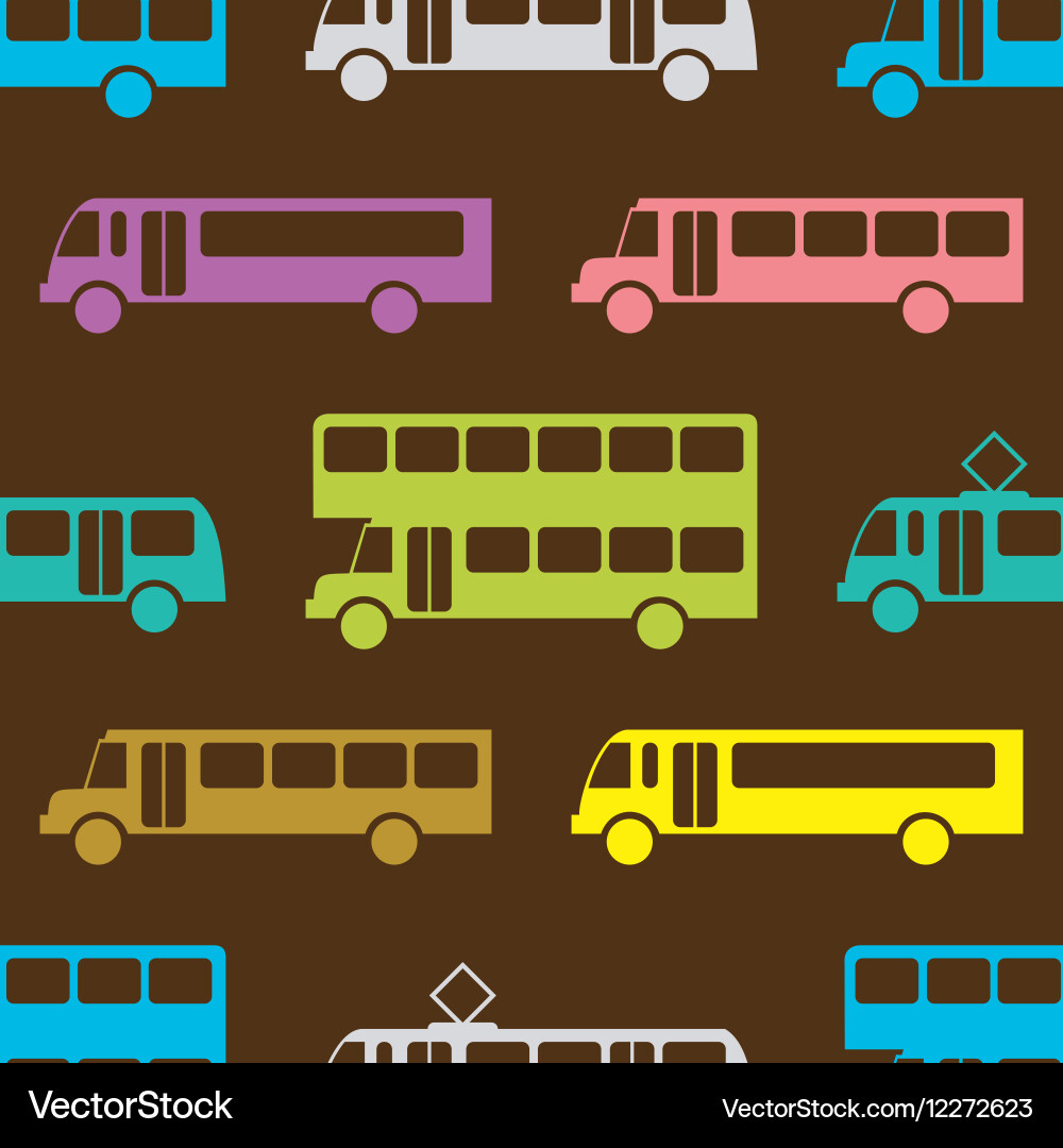 Retro bus seamless pattern vector image