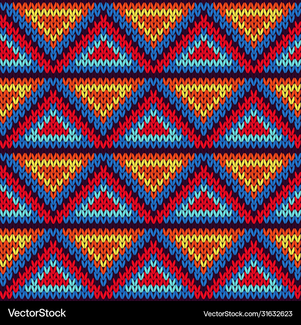 Seamless knitted ornamental pattern with triangles Seamless knitted ornamental pattern with triangles vector image