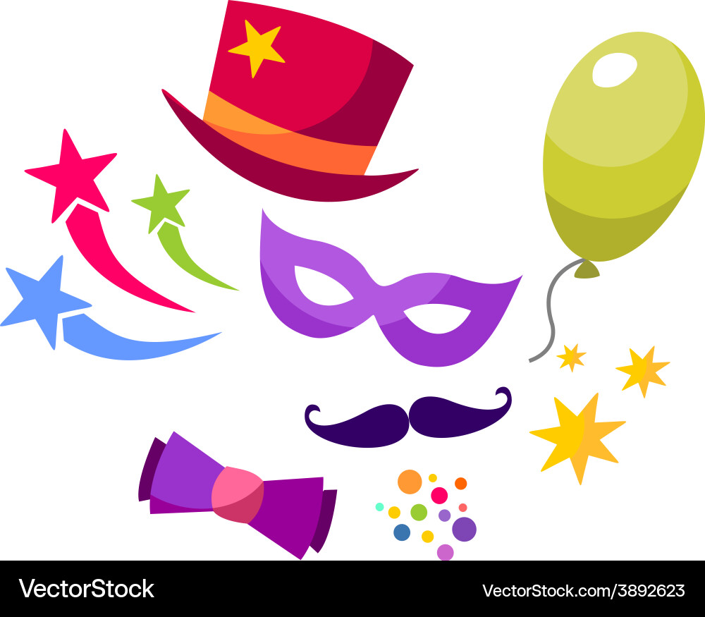 Set colorful objects of carnival vector image