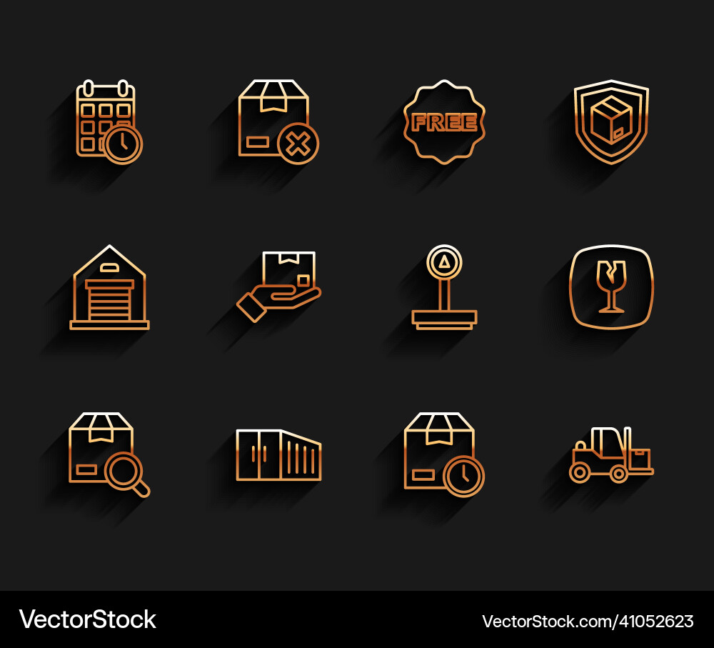 Set line search package container cardboard box Set line search package container cardboard box vector image