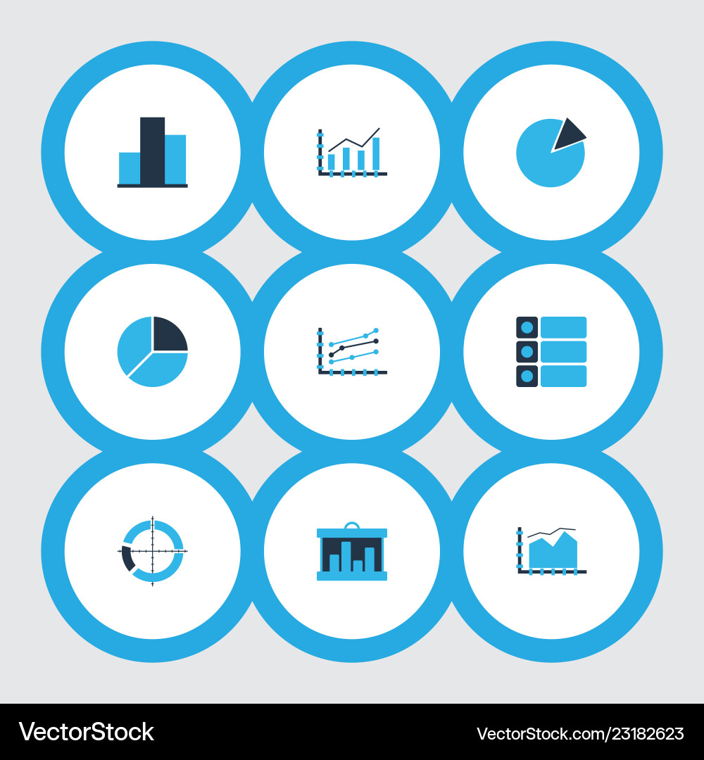Set of graphs diagrams and statistics icons Set of graphs diagrams and statistics icons vector image
