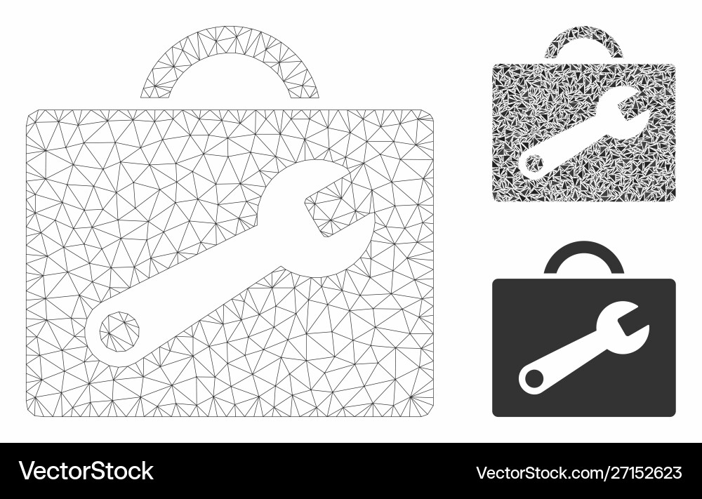 Tool case mesh 2d model and triangle mosaic Tool case mesh 2d model and triangle mosaic vector image