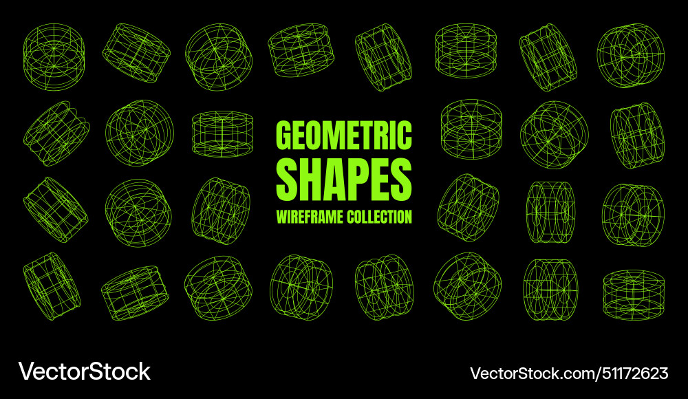 Wireframe lined shapes perspective mesh 3d grid Wireframe lined shapes perspective mesh 3d grid vector image