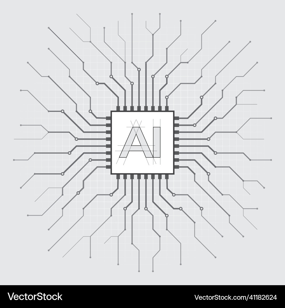 AI Processor Circuit Board vector image