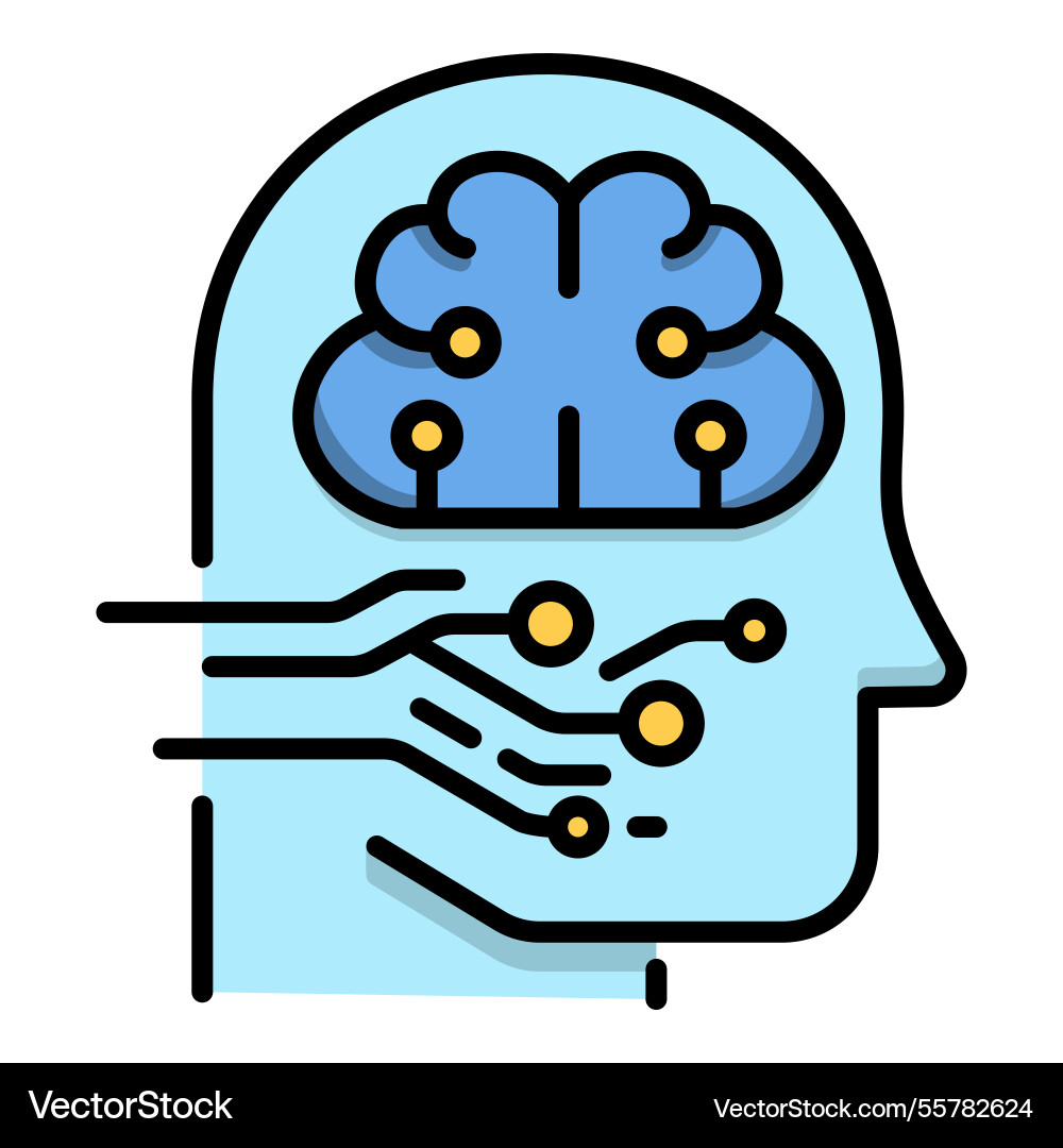 Ai robot round color icon Vector Image