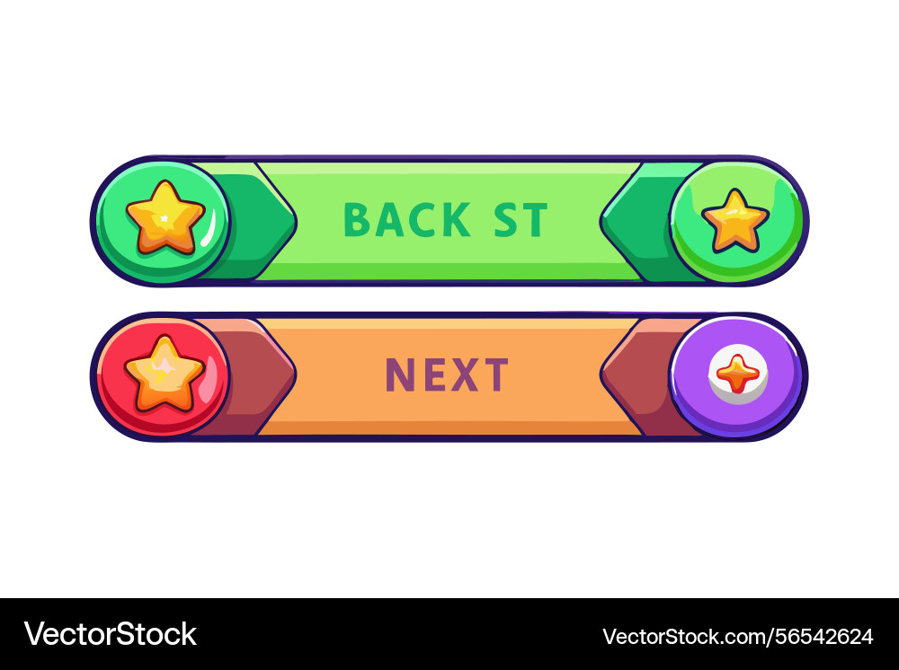 Back and next buttons with stars colorful Back and next buttons with stars colorful vector image